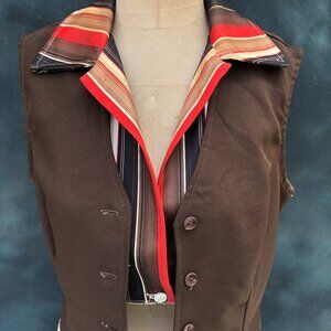 Vintage 1970's Disco Sexy Women's Open Front & Sides Blouse with Polyester Vest